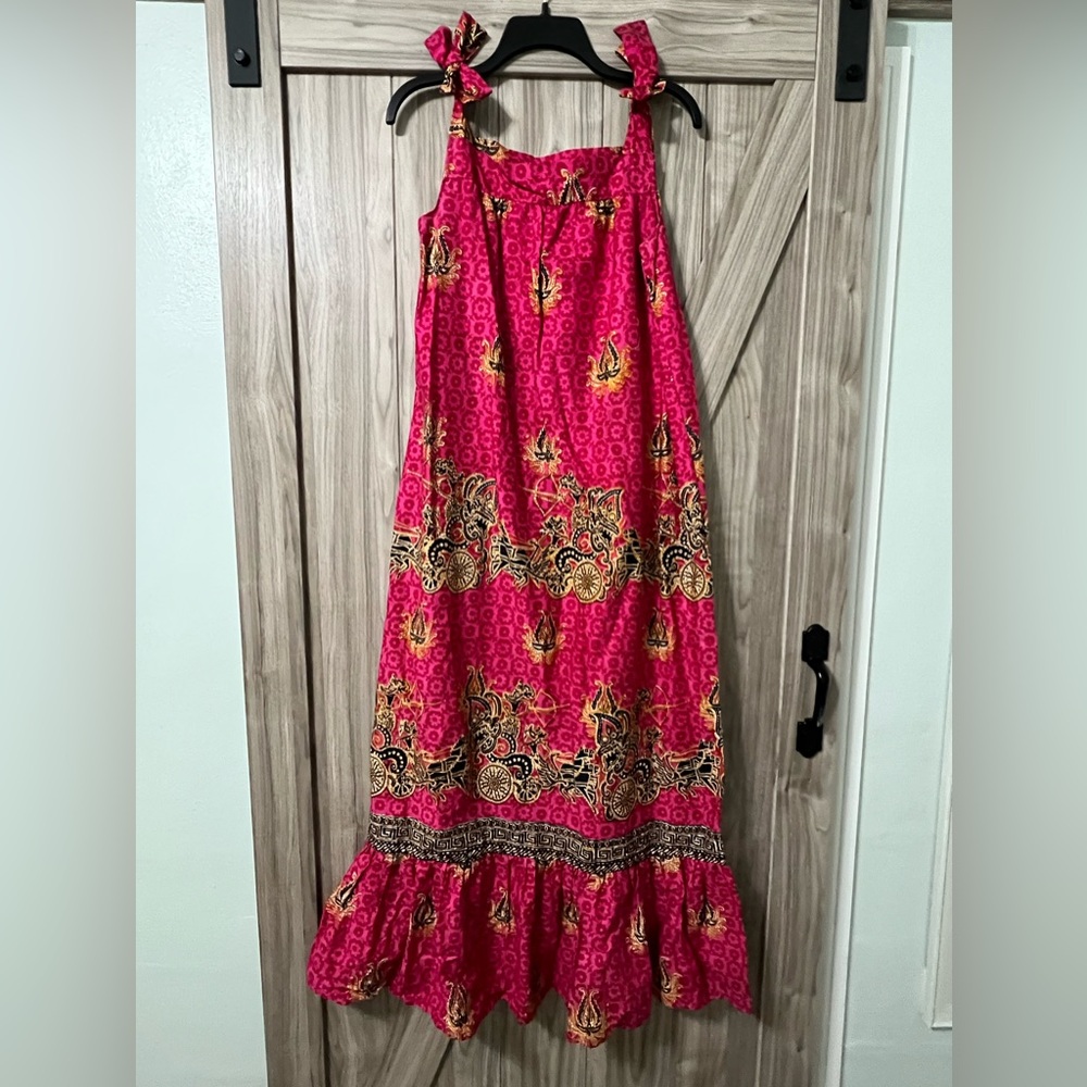 Hot Pink Printed Maxi Dress/Sundress SZ L